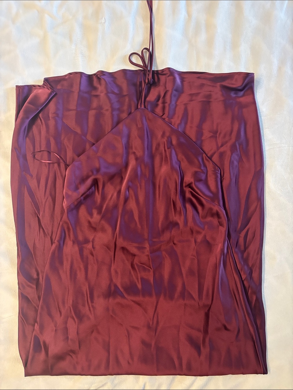Morgan & Co. Wine Satin Backless Slip Dress